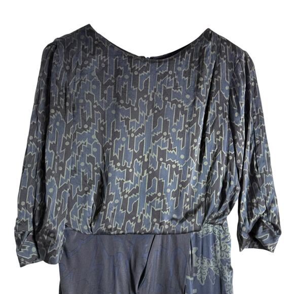 Etro Italian Silk Geometric Print 3/4 Sleeve Sheath Dress Size 8 - Picture 2 of 16